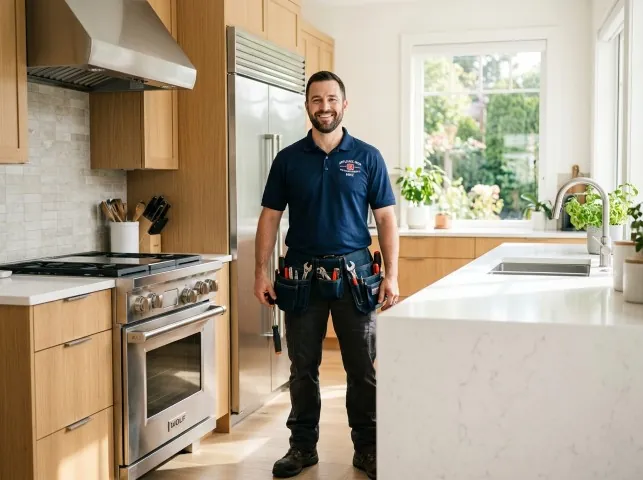 Appliance Repair Hero technician in a Acworth, GA kitchen after an appliance repair